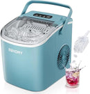 EUHOMY Countertop Ice Maker Machine with Handle, 26lbs Per Day, 9 Ice Cubes Ready in 6 Mins, Auto-Cleaning Portable Ice Maker with Basket and Scoop, for Home/Kitchen/Camping/RV (Blue) by CozyNest Decor