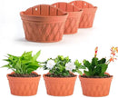 Sungmor Wall Hanging Planters,11.5 Inch Hanging Flower Pots for Railing Fence - Indoor Outdoor Balcony Wall Hanging Basket, Plastic Plant Pot Container - Half Round & 3PC Pack & Brick Red by CozyNest Decor