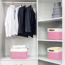 Storage Bins Large Fabric Storage Baskets for Shelves 3 Pack, Decorative Linen Closet Baskets with Handles for Organizing, Shelf, Clothes, Home, Office, 15x11x9.5Inches (Pink&White) by CozyNest Decor