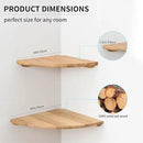 Corner Shelves, Floating Corner Shelf, Set of 2 10inch Solid Oak Wood Corner Wall Shelves, Round End Wall Mount Display Shelf with Wire Hole for Bedroom Kitchen, Living Room by CozyNest Decor
