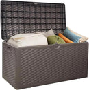 80 Plus Gallon Outdoor Storage Box, Waterproof Resin Deck Box Outdoor Storage Bin for Patio, Poolside, and Garden, Lockable & UV-Resistant, Ideal for Small Spaces, Brown