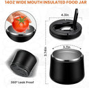 Soup Thermo for Hot Food 14oz Lunch Containers with Buckle Lid Wide Mouth Hot Food Jar Vacuum Insulated Stainless Steel Bento Box Leakproof with Spoon(Black) by TinyTreasures Baby Boutique