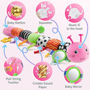 Sumobaby Baby Toys 0-6 6-12 Months,Music Caterpillar Plush Toy with Baby Mirror, Pull String&Crinkle Rattle,Infant Sensory Toys,Tummy Time for 0-3-6-12 Month Boys Girls Newborn Gifts (Pink-Branch) by TinyTreasures Baby Boutique