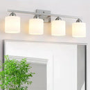 Stainless Steel Milk Glass Vanity Lights for Bathroom, 4 Light Brushed Nickel Bathroom Light Fixtures Over Mirror, Ceramic E26 Sockets Wall Mounted by CozyNest Decor