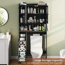 Itaar Over The Toilet Storage Cabinet, Over Toilet Bathroom Organizer with Glass Doors & Toilet Paper Holder Stand, Home Space-Saving Toilet Rack, for Bathroom, Restroom, Laundry(Black) by CozyNest Decor