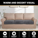 PrinceDeco Velvet Stretch Couch Cushion Cover Extra Large Cushion Slipcover for Chair Loveseat Sofa Cushion Furniture Protector Seat Cushion Sofa Cover (3 Piece XL Sofa Cushion Covers, Grey) by CozyNest Decor
