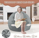 2FT Bean Bag Chair, Comfy Bean Bag Chairs with Memory Foam Filled, Fluffy Beanbag Sofa with Dutch Velvet Cover, Teardrop BeanBag Chairs for Living Room, Playroom - Light Grey by TinyTreasures Baby Boutique