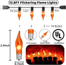 Flickering Flame String Lights Orange Halloween Lights with 10 Pack C7 Orange Flame Light Bulbs, 12.8Ft Orange Flame String Lights for Halloween Decorations for Home Party Yard by GreenHaven Gardens