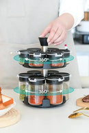360 rotating 2 tier jars spice rack (6 small 6 large spice jars) Revolving Seasoning Organizer. Spinning Spice Rack for Counter top and Cabinet WITH Custom Label Stickers. by CozyNest Decor