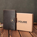 Polare Luxury RFID Blocking Leather Passport Holder Travel Wallet For Men and Women (Dark Brown with AirTag Slot(Snap Version)) by TinyTreasures Baby Boutique