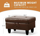 Ottoman Rectangular Storage Ottoman Bench, Faux Leather Footrest, Coffee Table, Stool Footstool with Hinged Lid for Living Room, Bedroom, Entryway, Brown, 28.5"x19"x17.5" by CozyNest Decor