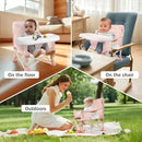 Tiny Marvels Portable 3-in-1 Baby Booster Seat, Cozy Floor Seat, Feeding Seat with Tray, Compact Foldable Toddler Booster with Child Safety Belt Carry Bag, Perfect for Travel (Blush Bloom) by TinyTreasures Baby Boutique