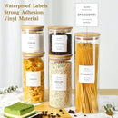5 Pack Glass Jars with Bamboo Airtight Lids - Stackable Food Storage Containers with 132 Pantry Labels - with Wood Lid for Candy, Cookie, Rice, Sugar, Flour, Pasta, Nuts by CozyNest Decor