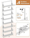 Over the Door Pantry Organizer 8-Tier, Large Metal Door Spice Rack with Adjustable Basket, 2 in 1 Wall Mount or Hanging Heavy-Duty Pantry Door Storage Shelf for Kitchen and Bathroom, White by CozyNest Decor
