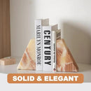 Marble Bookend for Heavy Books, Decorative Bookends for Shelves, Durable and Heavy-Duty Book End for Hardback Book & CDS, Unique Stopper & Holder, Mexico Onyx, Set of 2 by CozyNest Decor