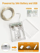 btfarm 4 Pack Fairy Lights Battery Operated with Timer, 16.4 FT 50 LED Twinkle String Lights 8 Modes Dimmable Waterproof Silver Wire for Indoor Bedroom Christmas Party Wedding Decorations, Warm White by CozyNest Decor