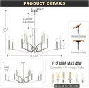 12 Light Nickel Living Room Chandelier High Ceiling Foyer Candle Chandelier Large Modern 44in Metal Chandeliers Hanging Light for Master Bedroom Dining Room Light Fixture Over Table by CozyNest Decor