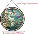 Hummingbirds and Flowers Pattern Stained Glass Suncatchers for Windows,Hanging Stained Glass Suncatcher,20cm/7.87inch Hand-Painted Sun Catcher Garden Painted Glass Panel Decor Themed Gift by GreenHaven Gardens