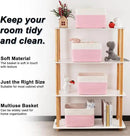 4 Pack Storage Baskets for Organizing, Woven Baskets for Shelves - Perfect for Toys, Books, Towels, and Clothes, Durable Gift Basket Bins Toy Storage, 12.7''Lx9''Wx7.8''H, Pink & White by CozyNest Decor