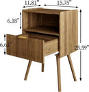 Nightstand,Modern Bedside Table with Storage Drawer and Open Wood Shelf, Accent Night Stand with Solid Wood Legs for Living Room, Bedroom and Small Spaces,Easy Assembly (Walnut Brown) by CozyNest Decor