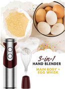 Megawise 3-in-1 Hand Blender – 12-Speed, Includes Powerful Blender Stick, Whisk, and Milk Frother – Easy to Clean and Perfect for Smoothies, and More (Red) by TinyTreasures Baby Boutique