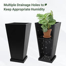 Tall Metal Planter 26" H - 2 Pack, Tall Planters with Removable Insert Shelve & Saucer Trays, Metal Outdoor Planters for Porch, Garden, Patio, Yard(Black) by CozyNest Decor