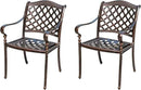Outdoor Dining Chair Cast Aluminum Patio Chairs Set of 2 All-Weather Patio Dining Chair with Adjustable Feet for Backyard Garden (Royal Chair) by GreenHaven Gardens
