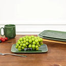 vicrays Ceramic Rectangle Serving Platters - 14" 12" 10" Porcelain Serving Trays Plates for Party BBQ Appetizers Sushi Dessert - Microwave Oven and Dishwasher Safe - Set of 3 Green by CozyNest Decor