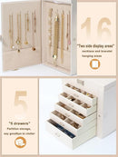 BOOVO Jewelry Box For women, 6 Layer Large Jewelry Organizer With Mirror, Multi-Function Storage Box With Lock, Accessory Holder With 5 Drawers, For Earrings Necklace Ring Bracelet (Pearl White) by TinyTreasures Baby Boutique