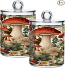 Cartoon Mushroom 2PC Airtight Transparent Plastic Storage Jar, Food Storage Container Glass, Can Store Candy, Salt, Coffee Beans, With lid, Easy To Use by CozyNest Decor