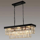 Black Crystal Chandeliers for Dining Room Light Fixtures Over Table，9-Lights Modern Rectangle Chandeliers for Kitchen Island Bar L28 Inch by CozyNest Decor