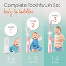 Cherish Baby Care Baby Toothbrush & Toddler Toothbrush Set (0-2 Years) - BPA-Free & Safety-Tested, 2023 Award Winner, Food-Grade Silicone (Pink) by TinyTreasures Baby Boutique
