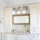 BONLICHT Bathroom Vanity Light Fixtures 3 Lights Modern Wall Sconce Brushed Nickel with Metal Base and Hammered Glass Shade, Industrial Farmhouse Bath Wall Lights for Hallway Kitchen Bedroom by CozyNest Decor