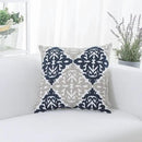 HWY 50 Navy Blue Decorative Throw Pillow Covers 18x18 Inch, Pack of 2 Embroidered Cotton Farmhouse Cushion Cover Pillow Case for Sofa Couch Living Room Bed Bedroon, Accent Geometric by CozyNest Decor