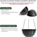 2 Pack Hanging Planters for Indoor Outdoor Plants, 10 Inch Hanging Planter with Drainage Hole & Plug Glazed Hanging Baskets Flower Pots for Garden Home (Black) by GreenHaven Gardens