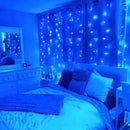 JMEXSUSS 300LED Christmas Curtain Lights, Blue Christmas Lights with Remote, Blue String Lights for Bedroom Wall Window Backdrop Garden Indoor Outdoor Patio Yard Porch Decorations, 9.8x9.8ft by CozyNest Decor
