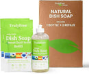Natural Concentrated Dish Detergent Dishwashing Liquid | Plant-Based Dish Soap | Sweet Basil Fresh Scent | 2 Refill Packs with 1 Empty Refillable Squeeze Bottle (16 Oz) by CozyNest Decor