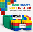 Big Blocks for Kids Ages 4-8 — Indoor & Outdoor Blocks for Kids Games — Large Building Blocks (192 pc) Jumbo Set by TinyTreasures Baby Boutique