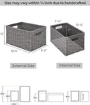 StorageWorks Round Paper Rope Storage Baskets, Rectangular Wicker Baskets with Built-in Handles, Gray, 2-Pack by GreenHaven Gardens