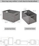 StorageWorks Round Paper Rope Storage Baskets, Rectangular Wicker Baskets with Built-in Handles, Gray, 2-Pack by CozyNest Decor