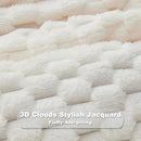 NEWCOSPLAY Super Soft Twin Blanket Ivory Premium Silky Flannel Fleece 3D Clouds Stylish Jacquard Lightweight Bed Blanket All Season Use 350GSM (Ivory, Twin(60"x80")) by CozyNest Decor