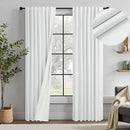 White Living Room Darkening Curtains 72 Inches Long 6 ft Length 2 Panel Cute Black Out Linen Window Drape for Nursery Bedroom Opaque Thermal Curtain for Summer Heat Light Blocking Lightweight Blackout by CozyNest Decor