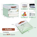 HNZIGE 13x15x13 Cube Storage Bins, 4 Pack Fabric Clear Organizer With Window, Large Collapsible Shelf Bins for Closet, Toy, Clothes - White Green by TinyTreasures Baby Boutique