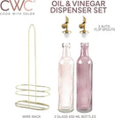 COOK WITH COLOR Glass Olive Oil Bottle Dispenser - 2 Pack- 17oz Oil and Vinegar Cruet - Olive Oil Carafe Decanter for Kitchen by CozyNest Decor