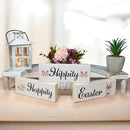 JennyGems Easter Bunny Decor 3pc Wooden Block Set, Tiered Tray, Wreath and Tabletop Decor for Easter Decorations by CozyNest Decor