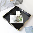 Spsyrine Black Decorative Tray for Living Room, Square Modern Plastic Coffee Serving Table Tray for Ottoman Bathroom Kitchen, 13"*13" by CozyNest Decor
