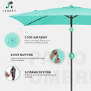 JEAREY 6.5x10 ft Rectangular Patio Umbrellas Outdoor Market Umbrella with Push Button Tilt and Crank, Rectangle Table Umbrella 6 Sturdy Ribs UV Protection for Pool Garden Backyard Deck, Aqua Sky by GreenHaven Gardens