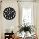 Large Old Town Farmhouse Wall Clock – 24 Inches Rustic Antique Wood with Metal Circle and Large Numerals, Silent Battery Operated Clock for Office, Kitchen, Bedroom, Living Room (Black) by CozyNest Decor