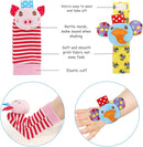Infant Rattle Socks Toys 0 to 12 Months, Baby Wrist Rattle Foot Finder Socks Set, Birthday Holiday Present for Newborn Boy Girl 0/3/4/6/7/8/9/12/18 Months Kids Toddler, Gift Box Package (4A) by TinyTreasures Baby Boutique
