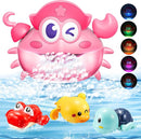 Baby Bath Toys,Light Up Crab Bubble Machine Blower with LED Lights,3 Cute Wind-Up Bath Toys for Kids Ages 1-3 4-8 Toddler Bathub Toy Great Birthday Gifts for Kids by TinyTreasures Baby Boutique